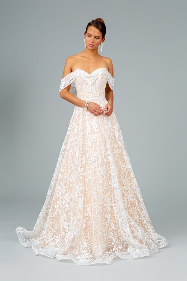 Glitter Mesh Sweetheart A-Line Long Wedding Dress GLGL2937 - Image 12