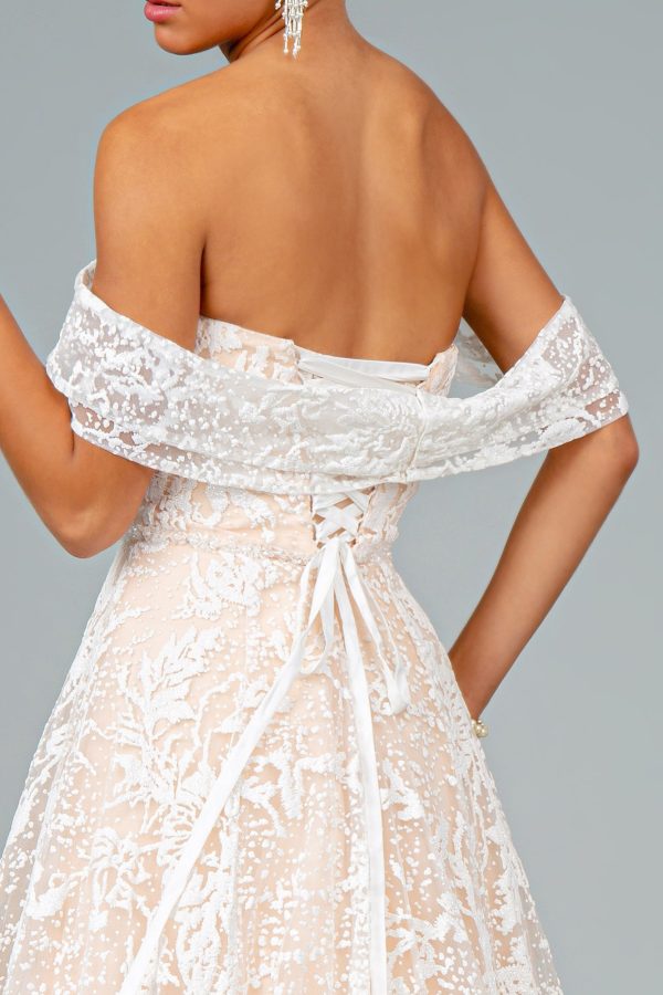 Glitter Mesh Sweetheart A-Line Long Wedding Dress GLGL2937 - Image 4