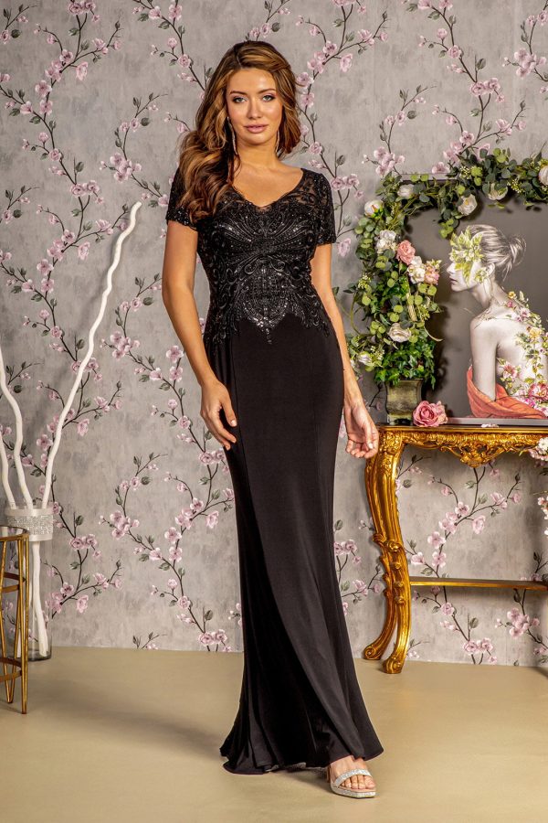 Embroidery Bead Sheer Back Rome Jersey Mermaid Long Mother Of The Bride Dress GLGL3361 - Image 6