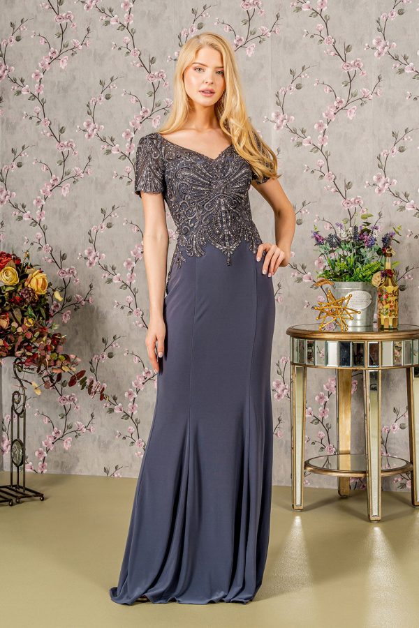 Embroidery Bead Sheer Back Rome Jersey Mermaid Long Mother Of The Bride Dress GLGL3361 - Image 14