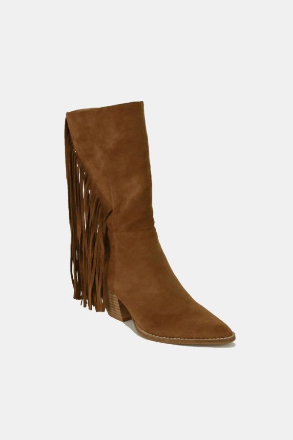 MayFair Suede Fringe Point Toe Boots - Image 3