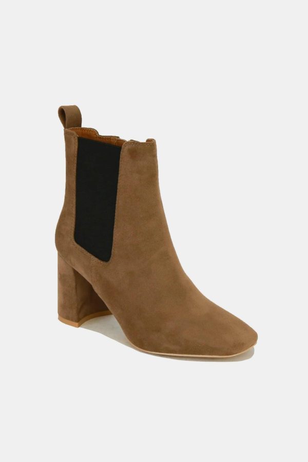 Mayfair Faux Suede Block Heel Chelsea Boots with Elastic Side Panel - Image 3
