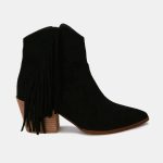 MayFair Suede Fringe Point Toe Ankle Boots
