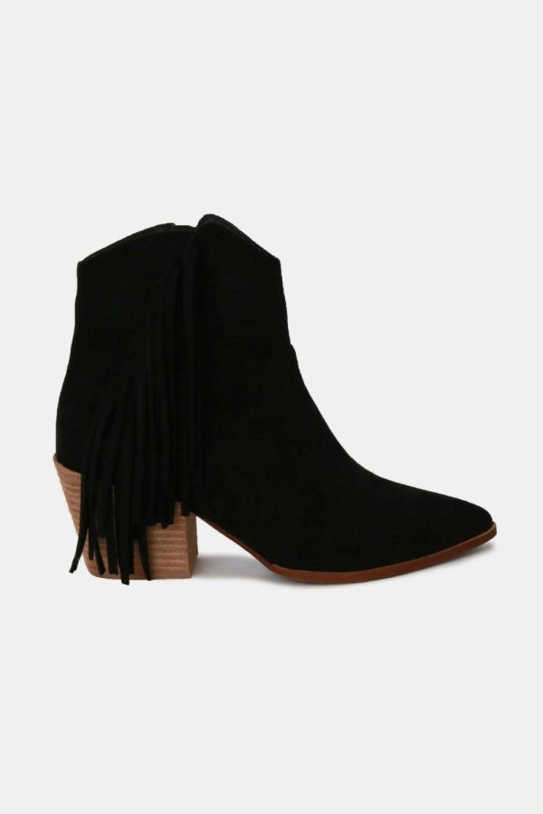 MayFair Suede Fringe Point Toe Ankle Boots - Image 5