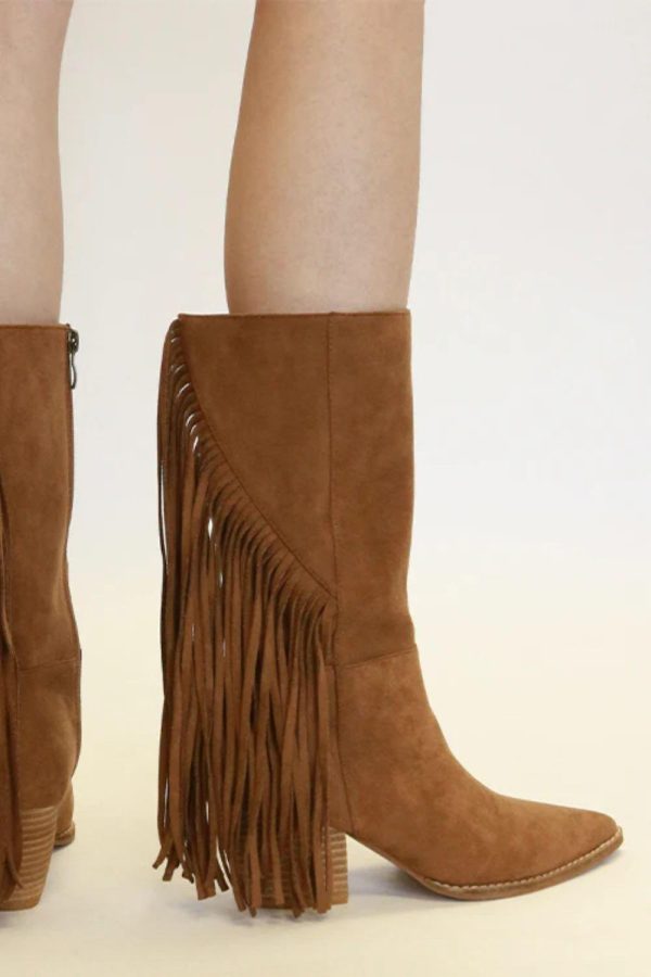 MayFair Suede Fringe Point Toe Boots - Image 10