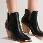 MayFair Pointed Metal-Tip Toe Block Heel Ankle Boots