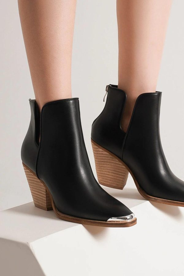 MayFair Pointed Metal-Tip Toe Block Heel Ankle Boots - Image 5