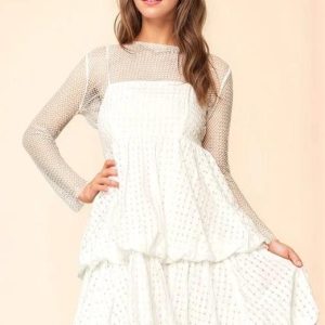 Davi & Dani Checker Print Side Pockets Textured Mini Dress