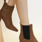 Mayfair Faux Suede Block Heel Chelsea Boots with Elastic Side Panel