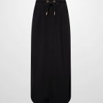 Drawstring Pocket T-Shirt Skirt-Black