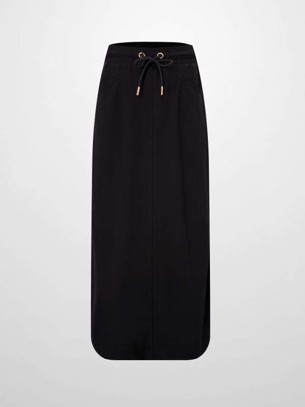 Drawstring Pocket T-Shirt Skirt-Black