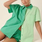 Mittoshop Color Block Short Sleeve Shirt and Shorts Set