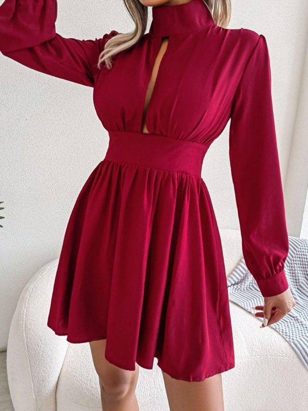 Cutout Turtleneck A-Line Mini Dress - Image 3