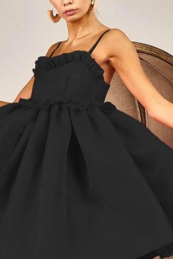 BiBi Ruffled Edge Sweet Heart Neck Sleeveless Tulle Dress - Image 2