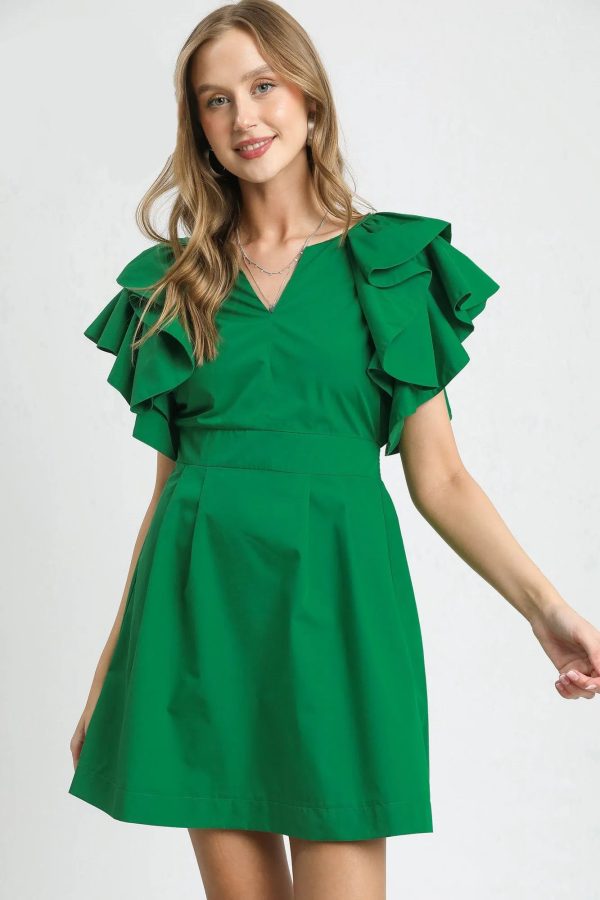 Umgee Double Ruffle Sleeve Fit and Flare Dress - Image 4