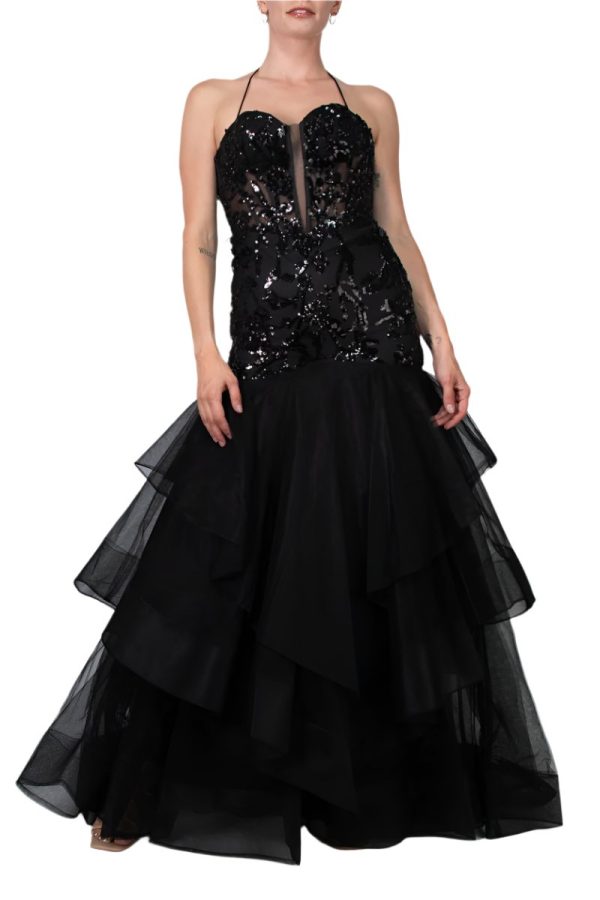 Colors Dress Embroidered Plunging Neckline Gown - Image 5