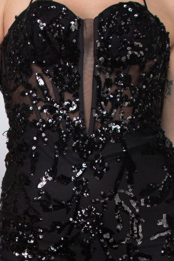 Colors Dress Embroidered Plunging Neckline Gown - Image 3