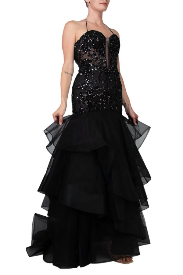 Colors Dress Embroidered Plunging Neckline Gown - Image 2