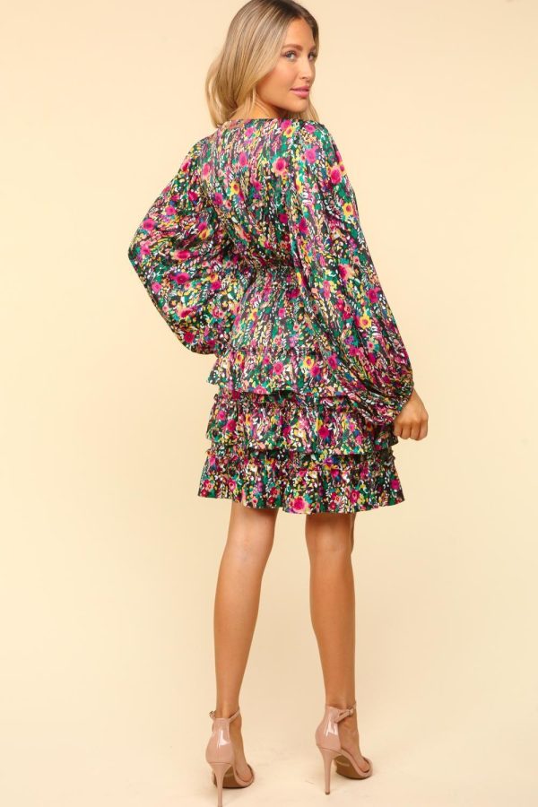 Haptics V-Neck Satin Floral Layered Dress - Image 2