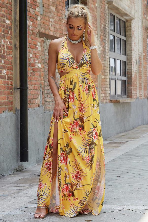 Halter Neck Split Dress - Image 3