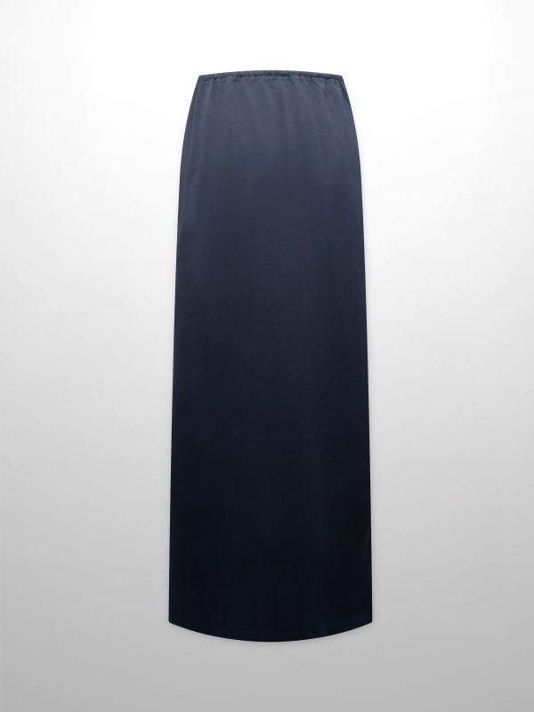 Straight Maxi Drawstring T-Shirt Skirt-Navy - Image 3