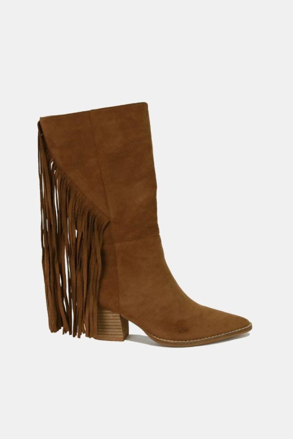 MayFair Suede Fringe Point Toe Boots - Image 2