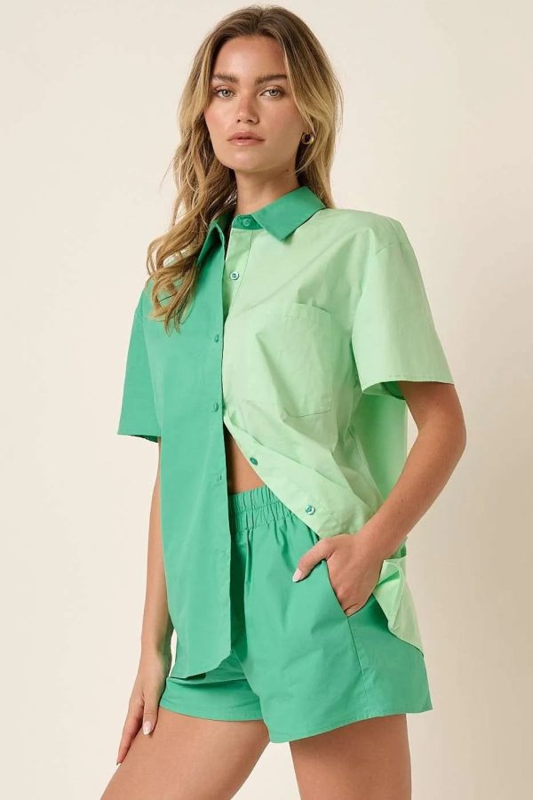 Mittoshop Color Block Short Sleeve Shirt and Shorts Set - Image 8