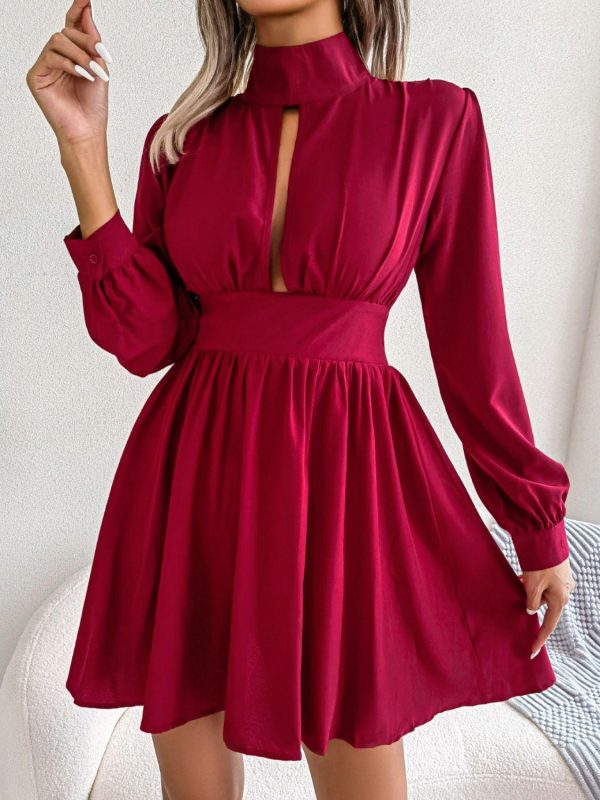 Cutout Turtleneck A-Line Mini Dress - Image 15