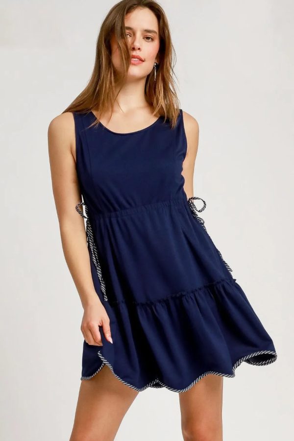 Umgee Frill Drawstring Waist Round Neck Mini Tank Dress - Image 6