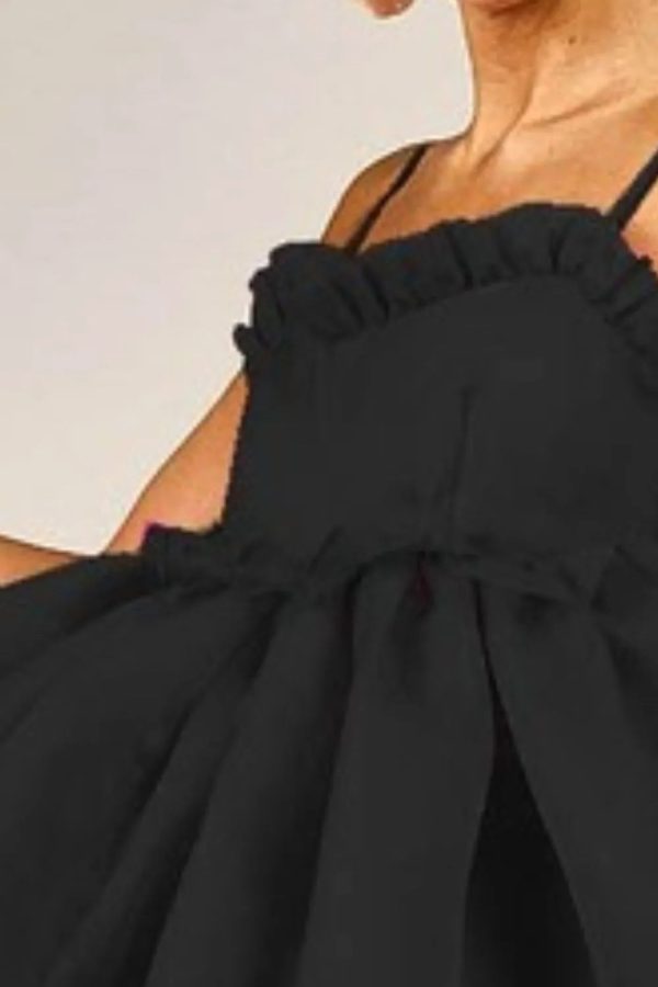 BiBi Ruffled Edge Sweet Heart Neck Sleeveless Tulle Dress - Image 3