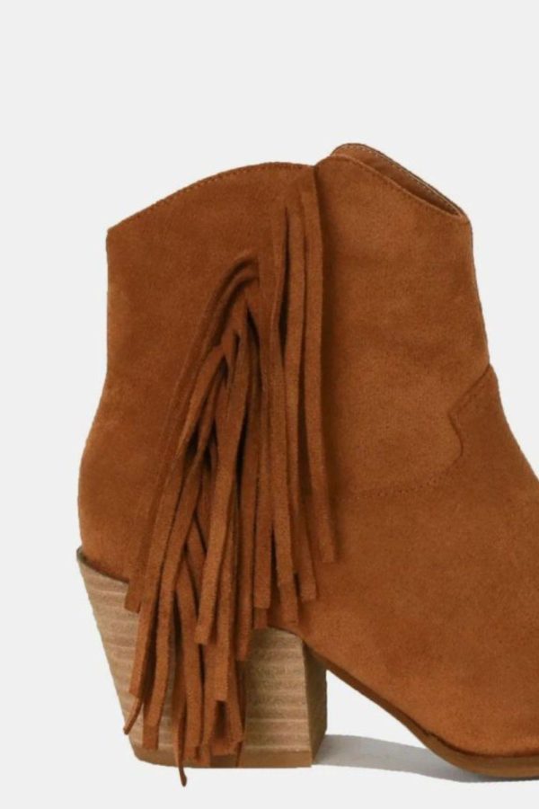 Mayfair Suede Fringe Point Toe Ankle Boots - Image 3