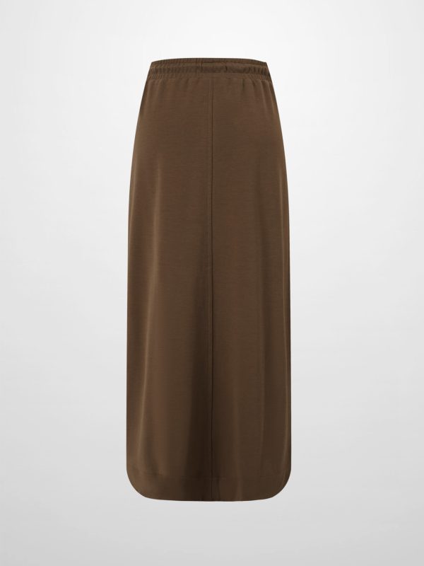 Drawstring Pocket T-Shirt Skirt-Brown - Image 3