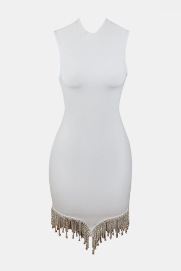 Rhinestone Tassel Hem Bodycon Dress - Image 8
