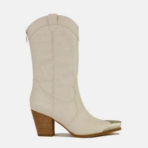 MayFair Metal-Toe Block Heel Ankle Boots