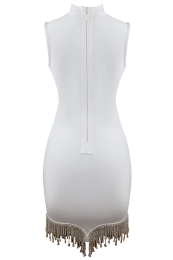 Rhinestone Tassel Hem Bodycon Dress - Image 3