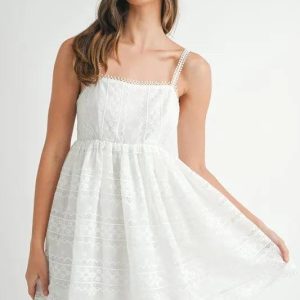 MABLE Eyelet Lace Babydoll Mini Cami Dress