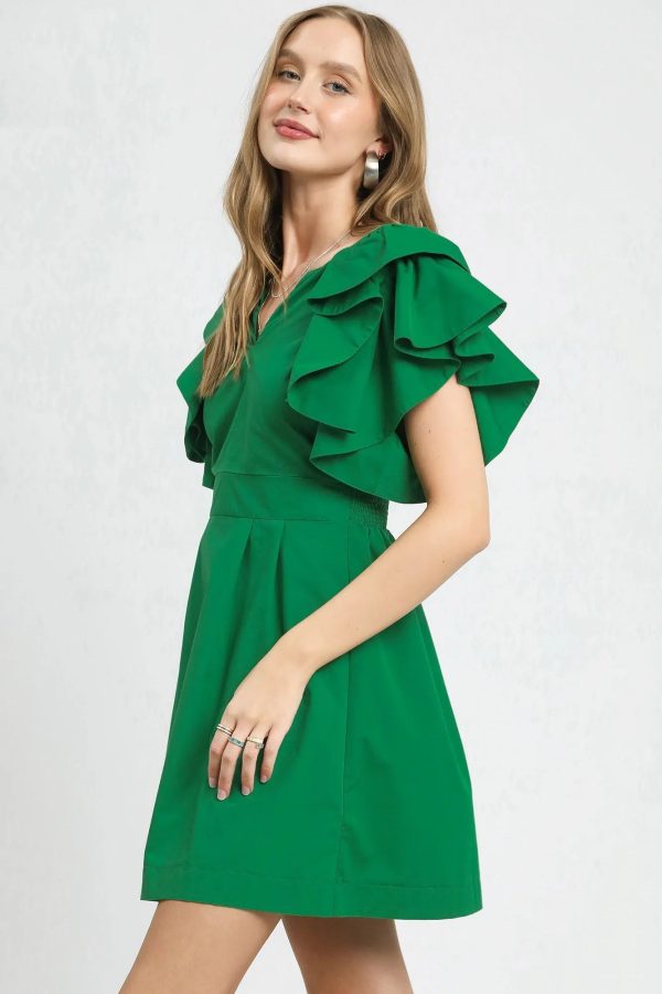 Umgee Double Ruffle Sleeve Fit and Flare Dress - Image 2