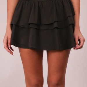 VERY J Riffled Tiered Layers Activewear Skirt with Shorts