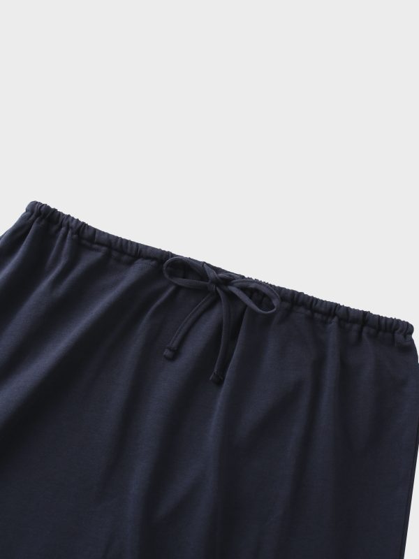 Straight Maxi Drawstring T-Shirt Skirt-Navy - Image 4