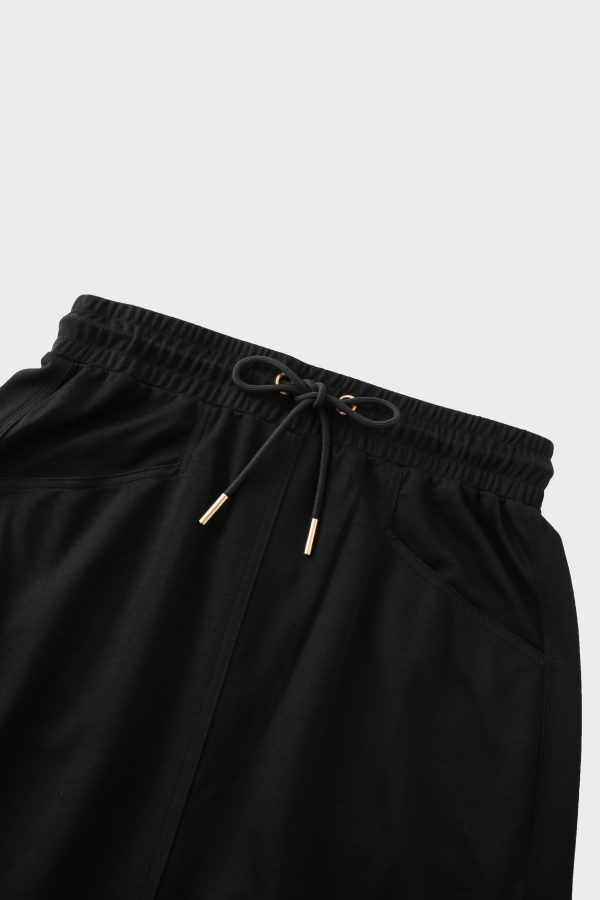Drawstring Pocket T-Shirt Skirt-Black - Image 3