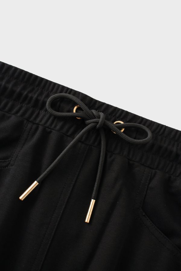 Drawstring Pocket T-Shirt Skirt-Black - Image 4