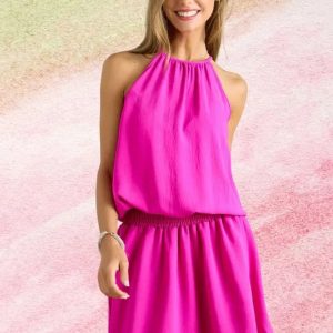 ADORA Halter Neck Smocking Waist Dress