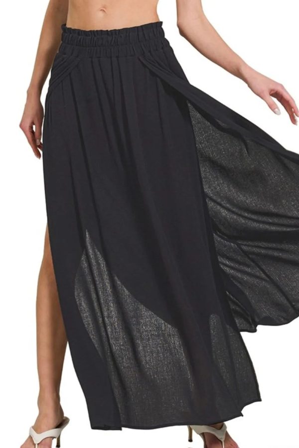 Zenana Woven Crinkle Gauze Long Skirts - Image 2