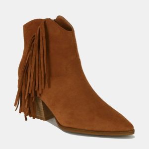Mayfair Suede Fringe Point Toe Ankle Boots
