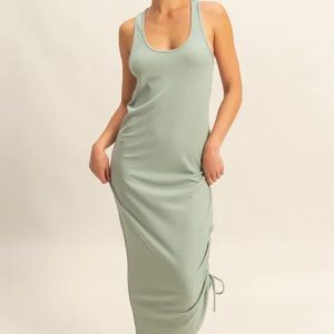 HYFVE Scoop Neck Side Tie Detail Midi Dress