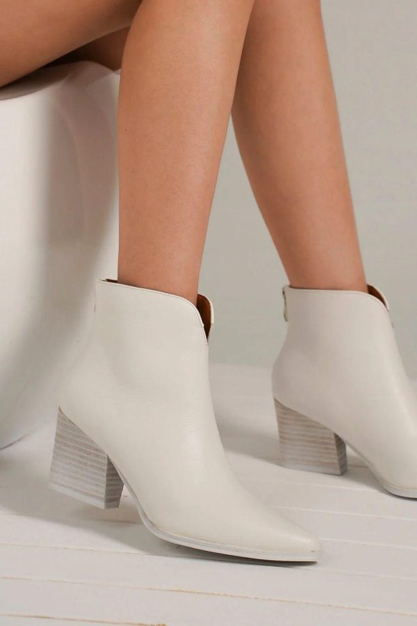 Mayfair PU Leather Block Heel Boots with Back Zippers