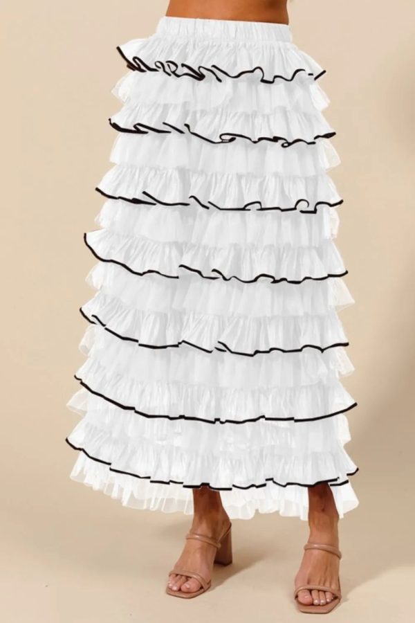 SO ME Layered Ruffled Tulle Maxi Skirt - Image 6