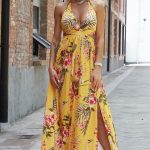 Halter Neck Split Dress
