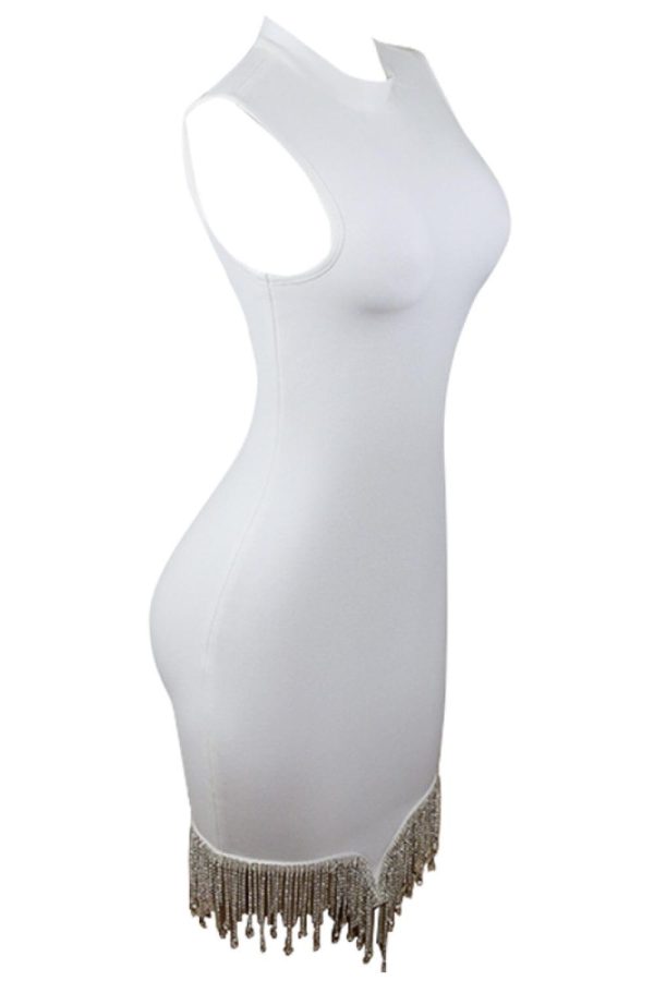 Rhinestone Tassel Hem Bodycon Dress - Image 2
