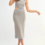 MABLE Multi Color Chevron Knit Bodycon Midi Dress
